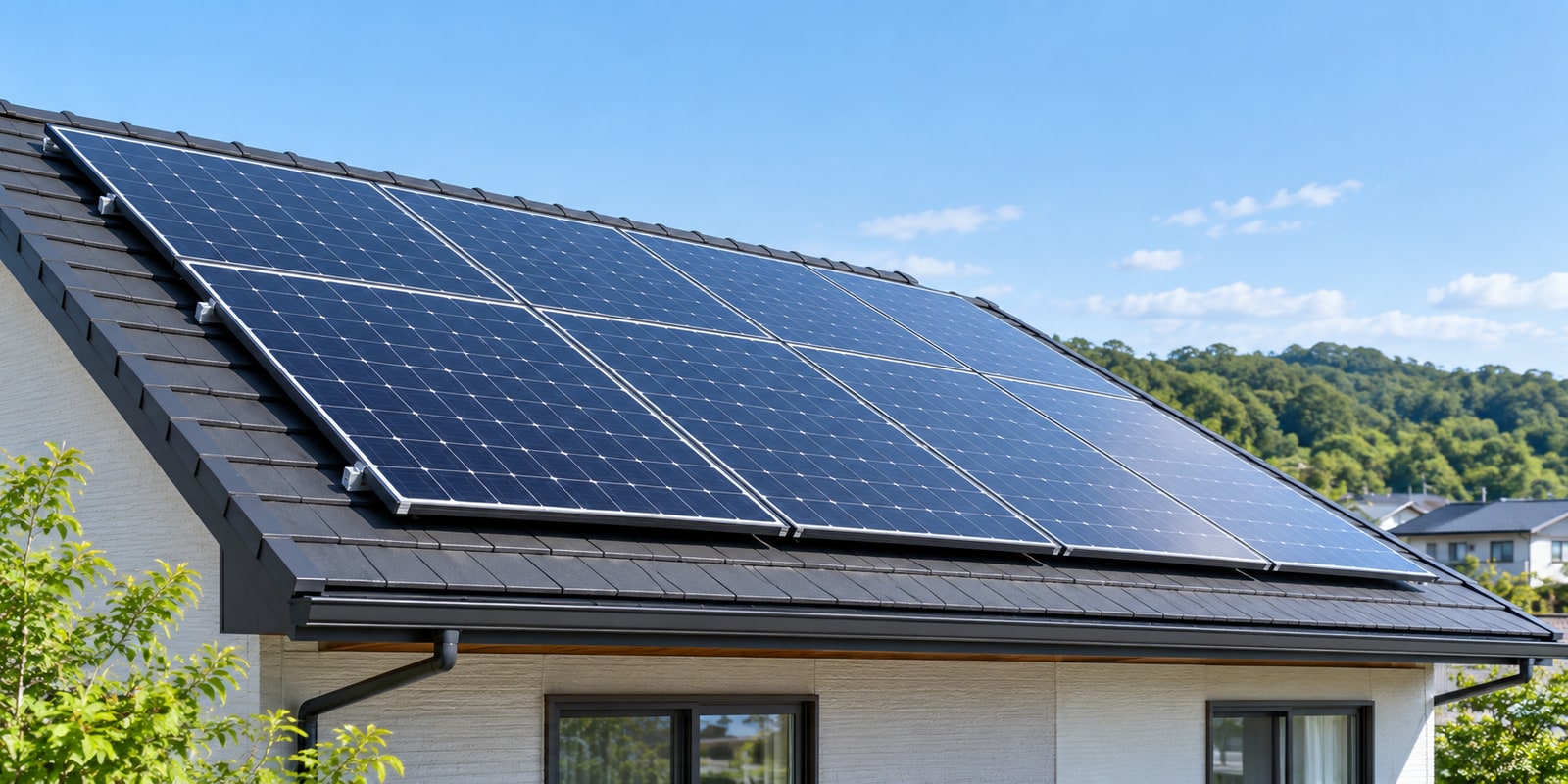 住宅の屋根に設置した太陽光パネル（イメージ）